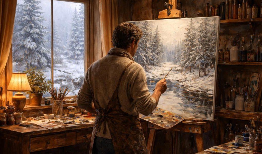 artiste-peintre-toile-atelier-hiver