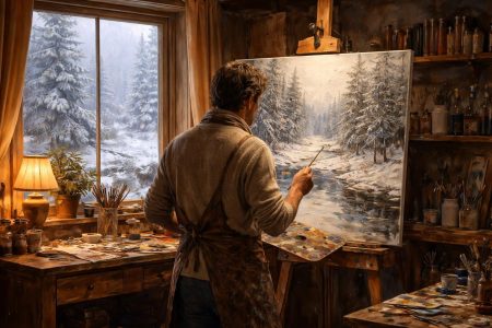 artiste-peintre-toile-atelier-hiver