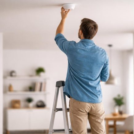 homme-echelle-detecteur-fumee-plafond