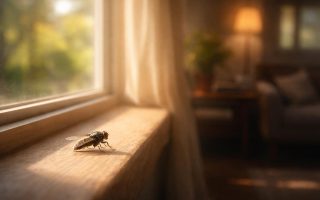 mouche-fenetre-ensoleillee-arriere-plan-flou